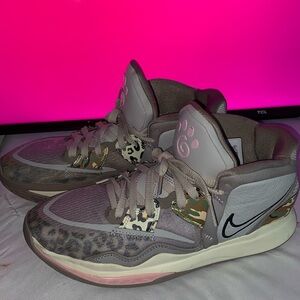 Nike Kyire’s infinity Leopard camo Basketball shoes.